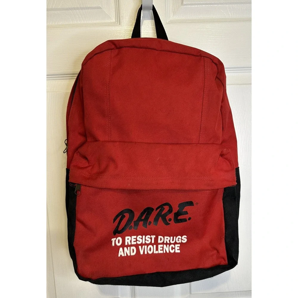 Rare Vintage 90's D.A.R.E To Resist‎ Drugs And Violence Backpack Booksack Red